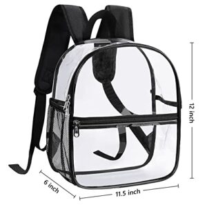 Mossio Clear PVC Mini Backpack Stadium Approved, Backpack with Adjustable Strap for Concert, Beach, Work, Travel & Sporting Black