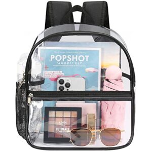 Mossio Clear PVC Mini Backpack Stadium Approved, Backpack with Adjustable Strap for Concert, Beach, Work, Travel & Sporting Black