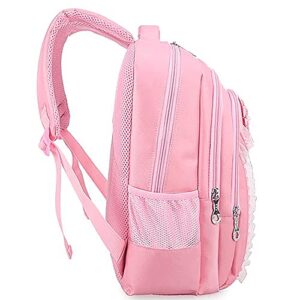 Cat Printed Girls Backpack Kids School Bookbag for Primary Students Pink