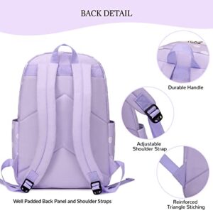 mygreen Cartoon Dot Prints Backpacks for Girls Kids Elementary School Bags Boys Nylon Bookbag Purple