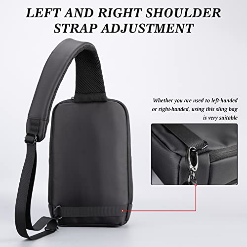 KINGSONS Casual Sling Bag Large Capacity Shoulder Bag Crossbody Bag Lightweight Chest Bag Waterproof Double Ipad Compartment, Suitable for Short Trips Cycling Day Bag