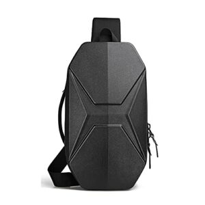 ozuko waterproof sling backpack hard shell crossbody shoulder bag casual chest bag rucksack, one strap travel sling bag (black)