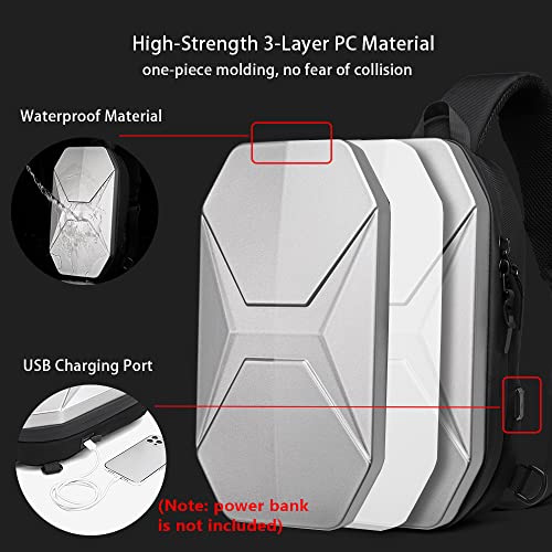 OZUKO Waterproof Sling Backpack Hard Shell Crossbody Shoulder Bag Casual Chest Bag Rucksack, One Strap Travel Sling Bag (Black)