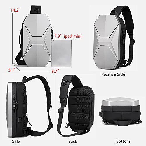 OZUKO Waterproof Sling Backpack Hard Shell Crossbody Shoulder Bag Casual Chest Bag Rucksack, One Strap Travel Sling Bag (Black)