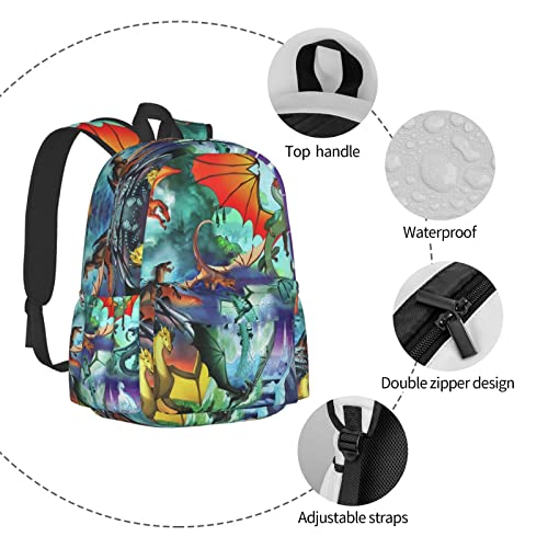 Ennankob dragons fire Backpack 3d Casual Light Weight Bookbags for girls boys Teens