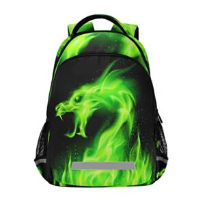 green fire dragon backpack schoolbag for boys girls elementary school bookbag travel bag casual daypack rucksack for students