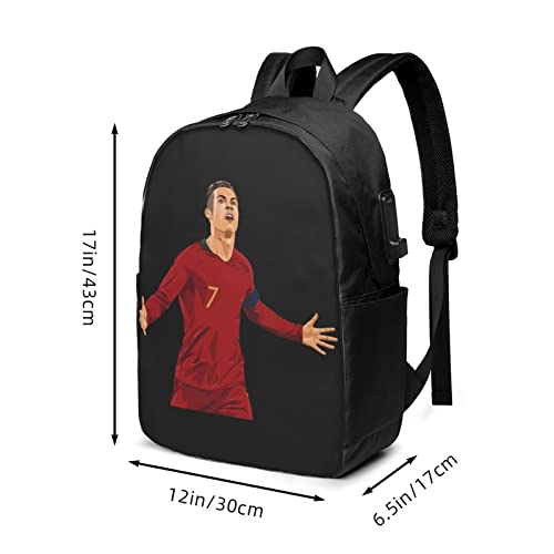 Ronaldo #7 Cr7 Adult Youth Backpacks Student Bag Laptop Bag Bookbag Usb Backpack 17 Inch For Daily