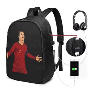 Ronaldo #7 Cr7 Adult Youth Backpacks Student Bag Laptop Bag Bookbag Usb Backpack 17 Inch For Daily