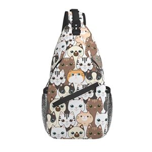 cat cartoon sling backpack crossbody shoulder bag travel hiking daypack casual bookbag