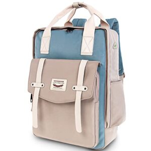 lovvento Cute Backpack Waterproof Vintage Laptop Backpack 15.6" Work College School Backpacks for Teen Girls Nurse Teacher Blue