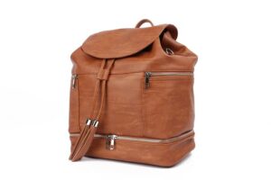 citi collective journey diaper bag – vintage tan – convertible backpack to shoulder or crossbody – waterproof vegan leather