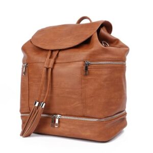 Citi Collective Journey Diaper Bag - Vintage Tan - Convertible Backpack to Shoulder or Crossbody - Waterproof Vegan Leather