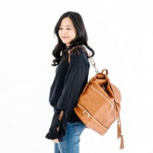 Citi Collective Journey Diaper Bag - Vintage Tan - Convertible Backpack to Shoulder or Crossbody - Waterproof Vegan Leather