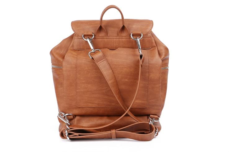 Citi Collective Journey Diaper Bag - Vintage Tan - Convertible Backpack to Shoulder or Crossbody - Waterproof Vegan Leather