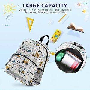 ZOEO Toddlers Backpack Kids Childish Truck Excavator Bookbag for Boys Girls 3-6 Years Preschool Kindergarten Cute Mini Bags with Safety Leash Daypack