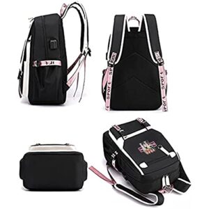 BEBBEE Unisex Bangtan boys Lisa Rose JISOO Jennie Kawaii Laptop Backpack Middle School Students Bookbag Outdoor Daypack for Girls Boys School (A)