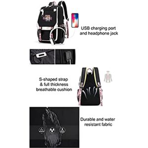 BEBBEE Unisex Bangtan boys Lisa Rose JISOO Jennie Kawaii Laptop Backpack Middle School Students Bookbag Outdoor Daypack for Girls Boys School (A)