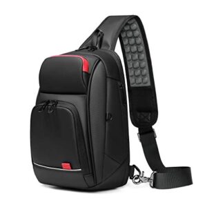 mens shoulder bag for 9.7 inch tablet,black cross-body chest sling pack with usb charging port
