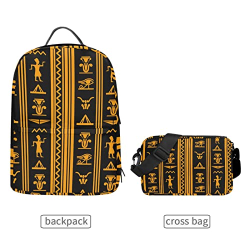 Gold Egyptian Eye of Horus Pyramid Wings Detachable Backpack Crossbody Bag Laptop Schoolbag Daypacks Purse Casual Shoulders Bag Knapsack College Students Bookbag