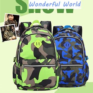 Ladyzone Camo School Backpack Lightweight Schoolbag Travel Camp Outdoor Daypack (Camouflage Blue（NS）)