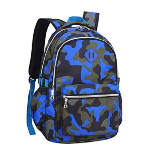 Ladyzone Camo School Backpack Lightweight Schoolbag Travel Camp Outdoor Daypack (Camouflage Blue（NS）)