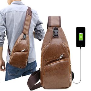 askfairy men’s crossbody bags with usb charging port chest bag,portable shoulder bag