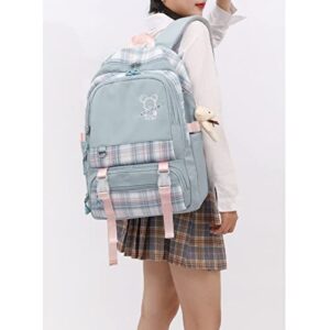 taimowei Kawaii Middle School Cute Back to School Large Capacity College Aesthetic Backpack for Teen Girls (Blue-d)