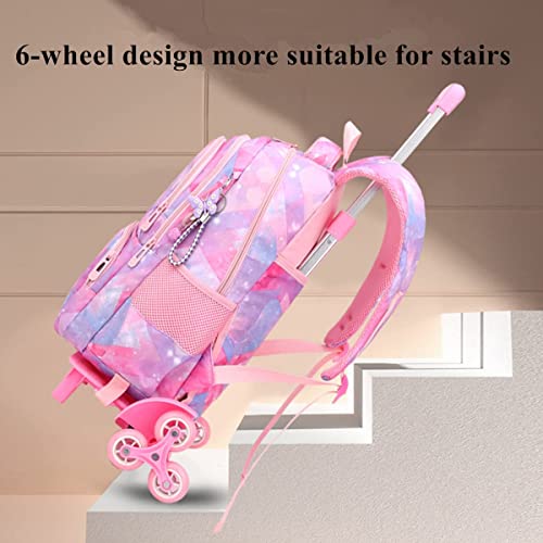 Diamond,Geometric 3Pcs Kids Rolling Backpack Set Wheeled Elementary School Bag Trolley Bookbag for Boys