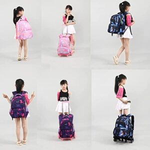 Diamond,Geometric 3Pcs Kids Rolling Backpack Set Wheeled Elementary School Bag Trolley Bookbag for Boys