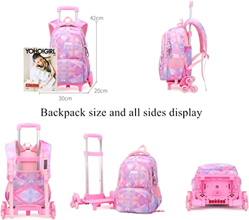 Diamond,Geometric 3Pcs Kids Rolling Backpack Set Wheeled Elementary School Bag Trolley Bookbag for Boys