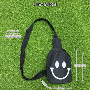 HOLAWIT Happy Face Fun Design Phone Holder Cute Sling Bag Positive Smile Crossbody Backpack for Kids Hiking Daypack Multipurpose Cross Body Chest Bag - Black