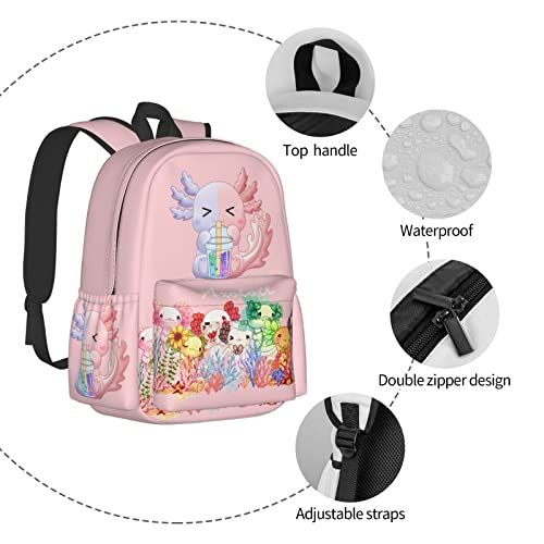 Qunan Axolotl Backpack Bookbag bag 3d Casual Light Weight Backpack For Girls Boys Teens, Black