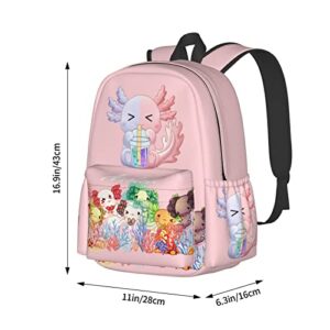 Qunan Axolotl Backpack Bookbag bag 3d Casual Light Weight Backpack For Girls Boys Teens, Black