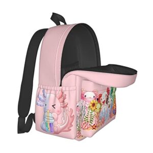 Qunan Axolotl Backpack Bookbag bag 3d Casual Light Weight Backpack For Girls Boys Teens, Black