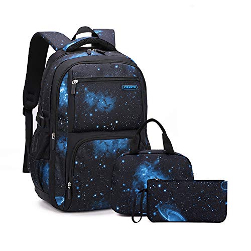 EKUIZAI 3PCS Starry Sky Kids Backpack Kits Primary School Bookbag Elementary Bag Set Students Daypack Knapsack for Teens