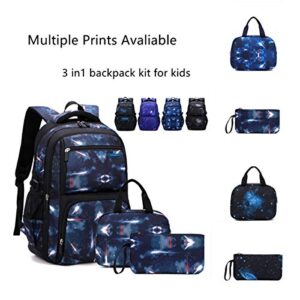 EKUIZAI 3PCS Starry Sky Kids Backpack Kits Primary School Bookbag Elementary Bag Set Students Daypack Knapsack for Teens