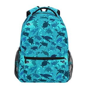 qilmy sea turtle laptop backpack waterproof college students bookbags middle school bookbag computer daypack for teen boys girls