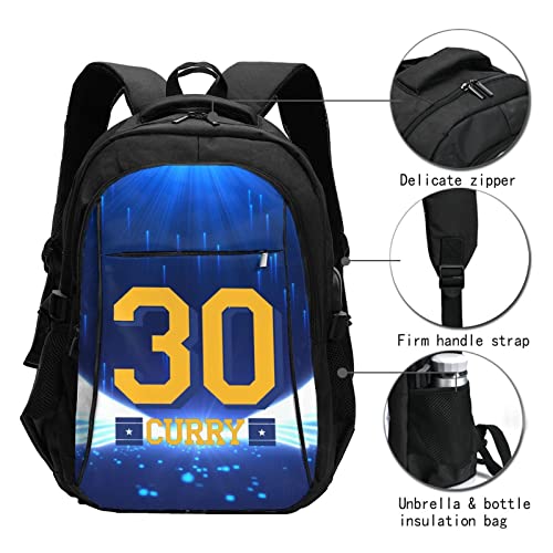 Elehuv Basketball Curry 16IN Laptop Backpack Work Travel College School Anti Theft Computer Bag, Durable Bookbag Travel Daypack With Usb Charging Port for Men Women Teen