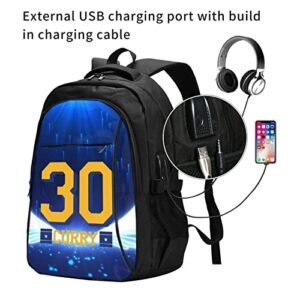 Elehuv Basketball Curry 16IN Laptop Backpack Work Travel College School Anti Theft Computer Bag, Durable Bookbag Travel Daypack With Usb Charging Port for Men Women Teen