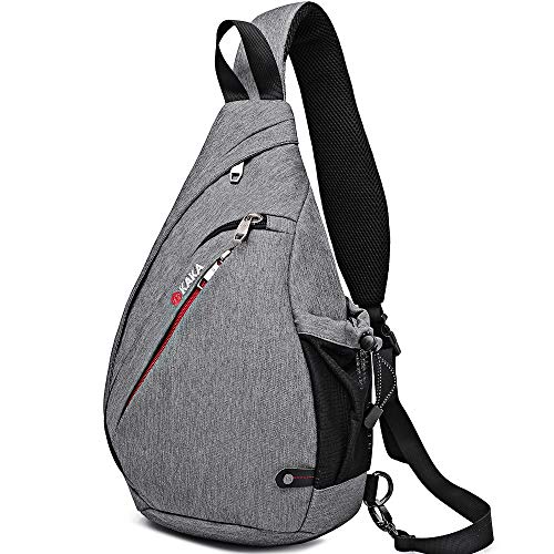 KAKA Sling Bag, Crossbody Backpack Canvas Waterproof Daypack Casual Shoulder Bag(Small One Grey)…