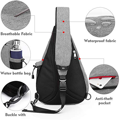 KAKA Sling Bag, Crossbody Backpack Canvas Waterproof Daypack Casual Shoulder Bag(Small One Grey)…