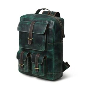 timester leather travel backpacks for school laptop backpack for men and women small backpack book bag.
