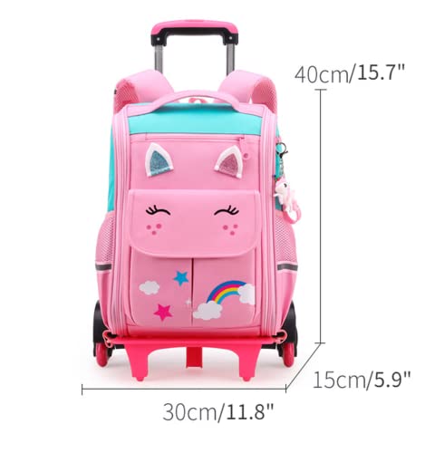 HUIHSVHA Cute Cartoon Rolling Backpack, boys girls Luggage Trolley Case School Bags , Travel Vacation Backpacks with Wheels