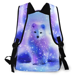 GUVICINIR Everyday Essentials Backpack,Arctic Iceland Fox,Casual Lightweight Daypacks School Bag College Travel Bags