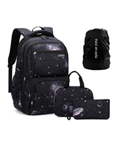 voici et voila kids galaxy backpack, 3pcs bakcpack for boys 12-14 kids school bags middle school elementary book bag outer space school bag large capacity