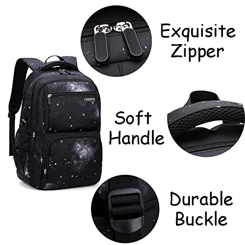 Voici et Voila Kids Galaxy Backpack, 3Pcs Bakcpack for Boys 12-14 Kids School Bags Middle School Elementary Book Bag Outer Space School Bag Large Capacity