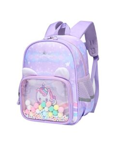 tanou toddler backpack for girls, 11 inch ultra-light kids small backpacks, 2023 cute toddler bag for preschool day care, unicorn