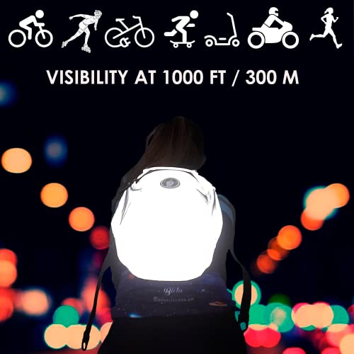 Reflective backpack Smart Cross 10L - High visibility 1000Ft waterproof ideal to be visible on the road for cyclists, motorcyclists and users of electric vehicles, women, men children, Pearl Grey