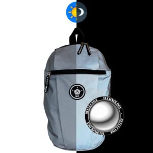 Reflective backpack Smart Cross 10L - High visibility 1000Ft waterproof ideal to be visible on the road for cyclists, motorcyclists and users of electric vehicles, women, men children, Pearl Grey