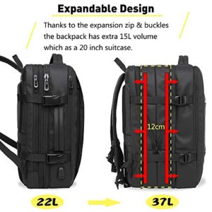 Petfu Travel Backpack 40L Carry on Backpack Flight Approved, Expandable Luggage Bags 17 Inch Laptop Backpack Anti-Theft Computer Backpack Weekender Bag Overnight Large Daypack